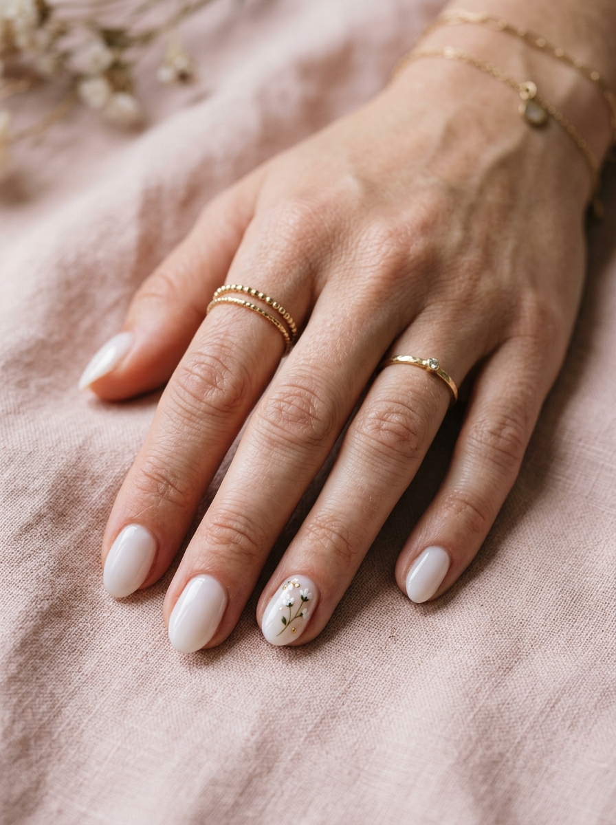 Minimal Floral Accent Nails als Minimal Nails Inspiration 2026